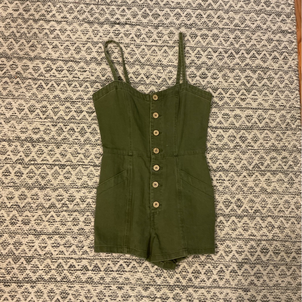 Green Button-Up Romper
